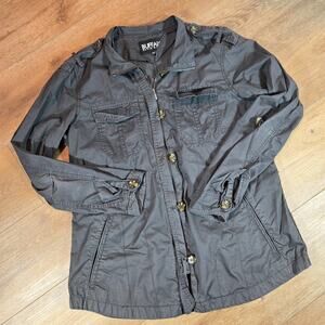 Buffalo David Bitton Utility Jacket Men’s M Black Military Style Roll-Up Sleeves